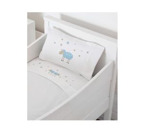 Juego sábanas cuna 200 hilos Ovejita Celeste diseño
