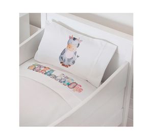 Juego sábanas cuna 200 hilos Animales acuarela diseño