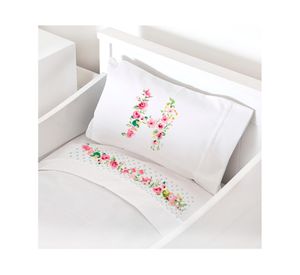 Juego sábanas cuna 200 hilos Letra vintage H diseño