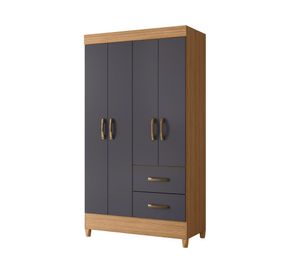 Combo clóset 4 puertas + cómoda 8 cajones Mobi gris/café