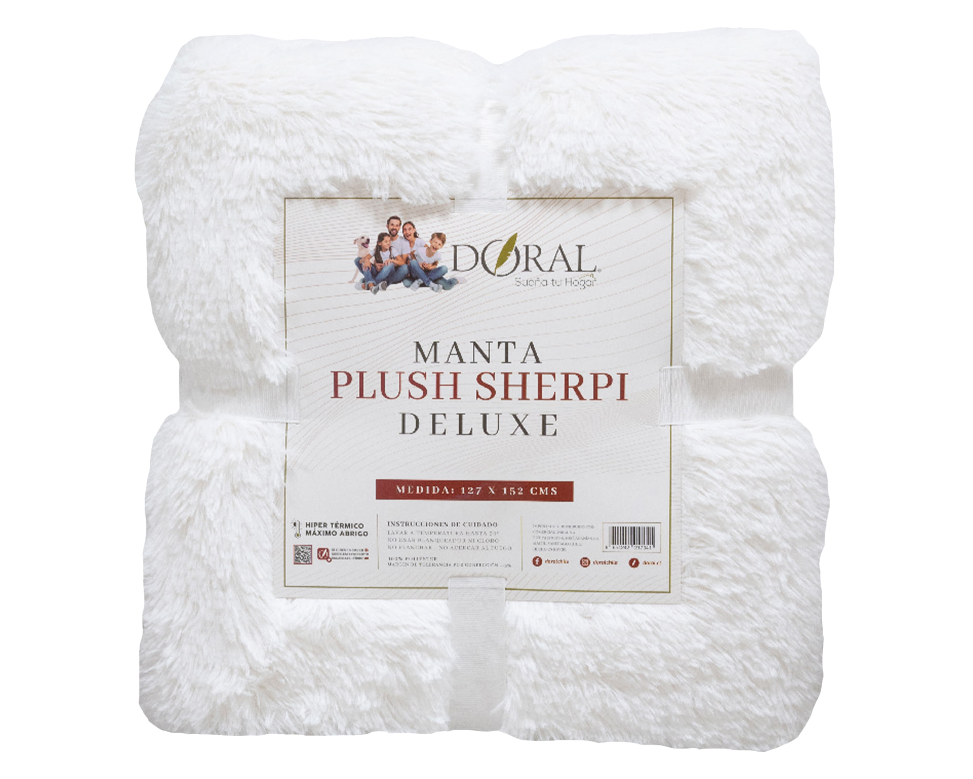 Doral Mantas Plush Sherpi blanco 127x152 cm