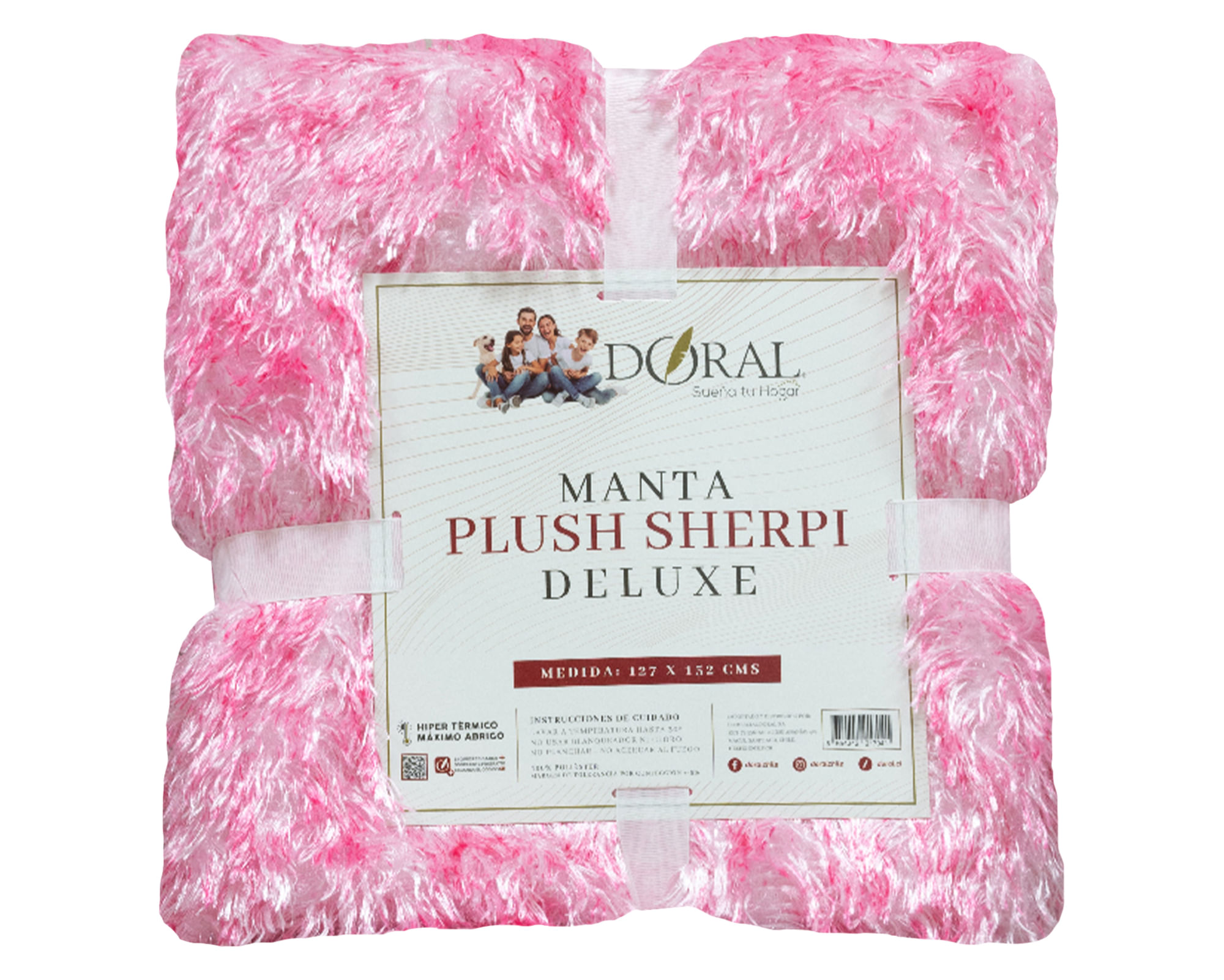 Doral Mantas Plush Sherpi rosado/blanco 127x152 cm