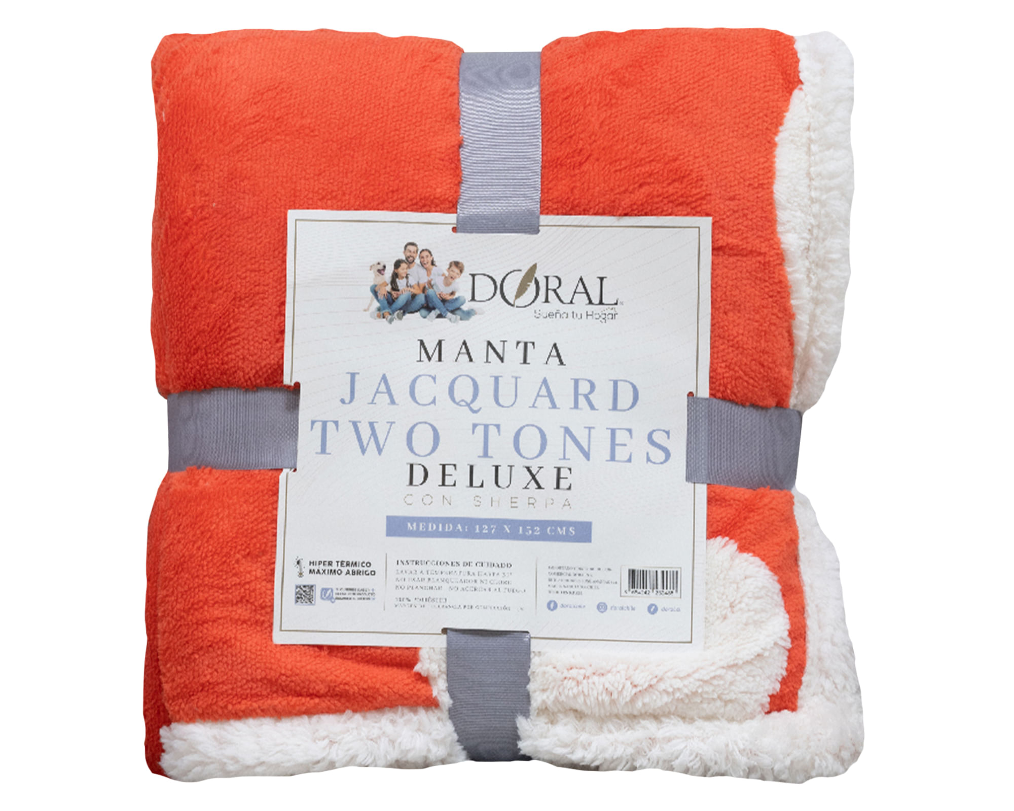 Doral Mantas Jacquard Two Tones naranjo/blanco 127x152 cm