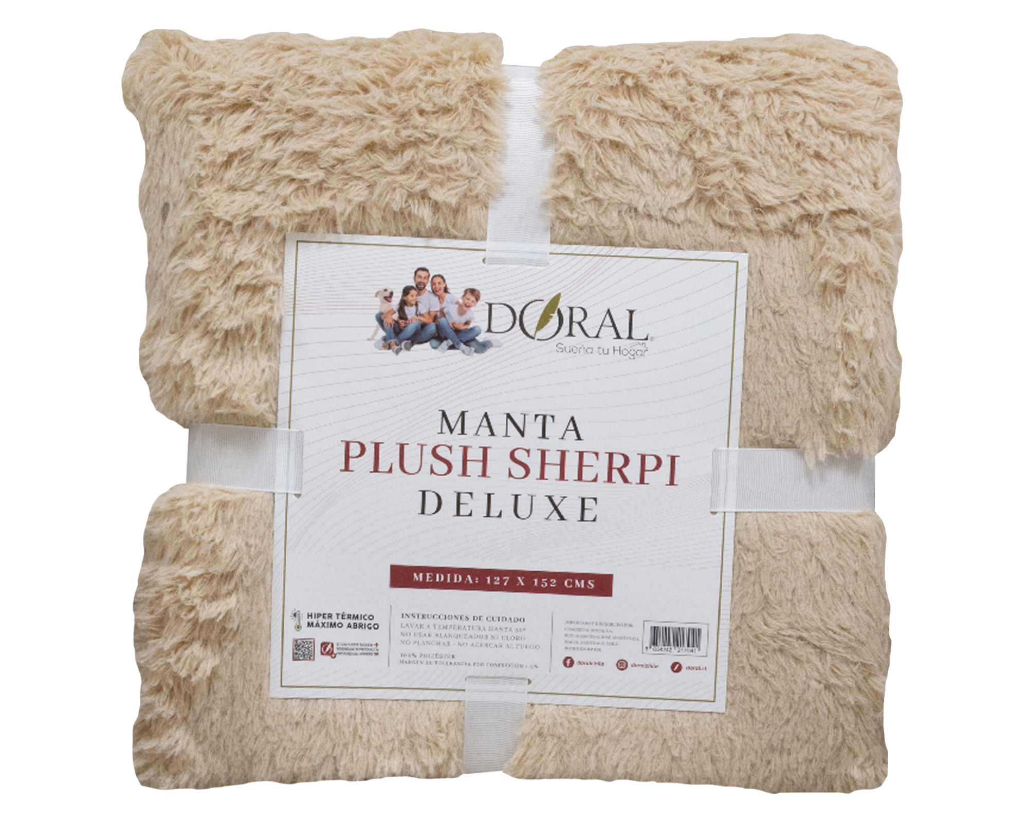 Doral Manta Plush Sherpi beige/blanco 127x152 cm