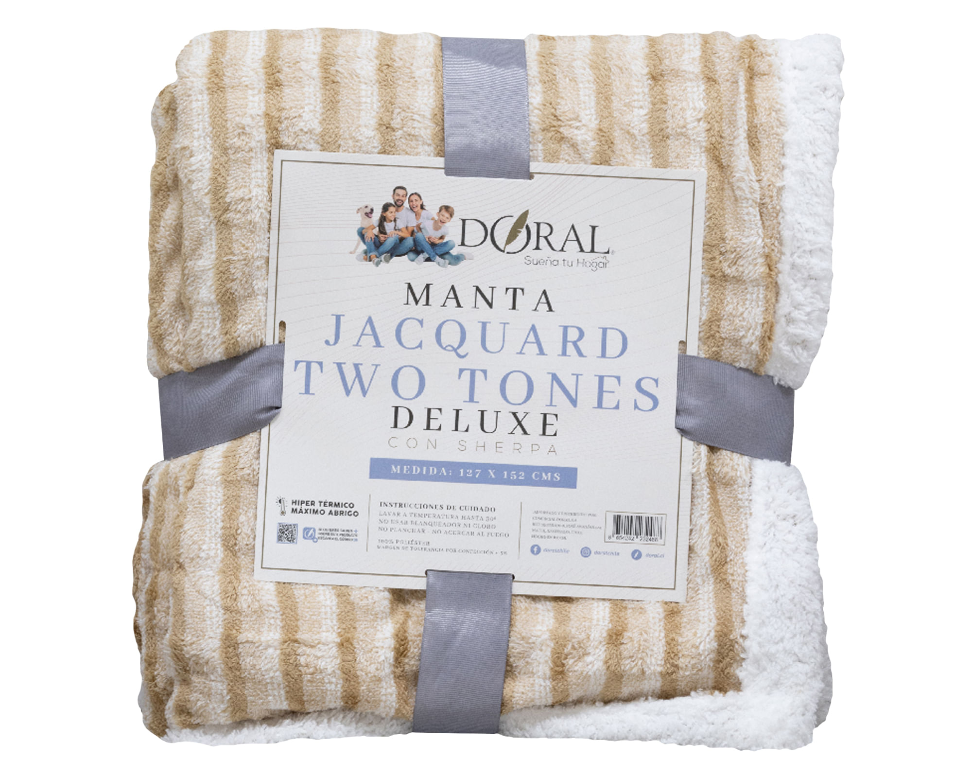 Doral Manta Jacquard Two Tones beige/blanco 127x152 cm
