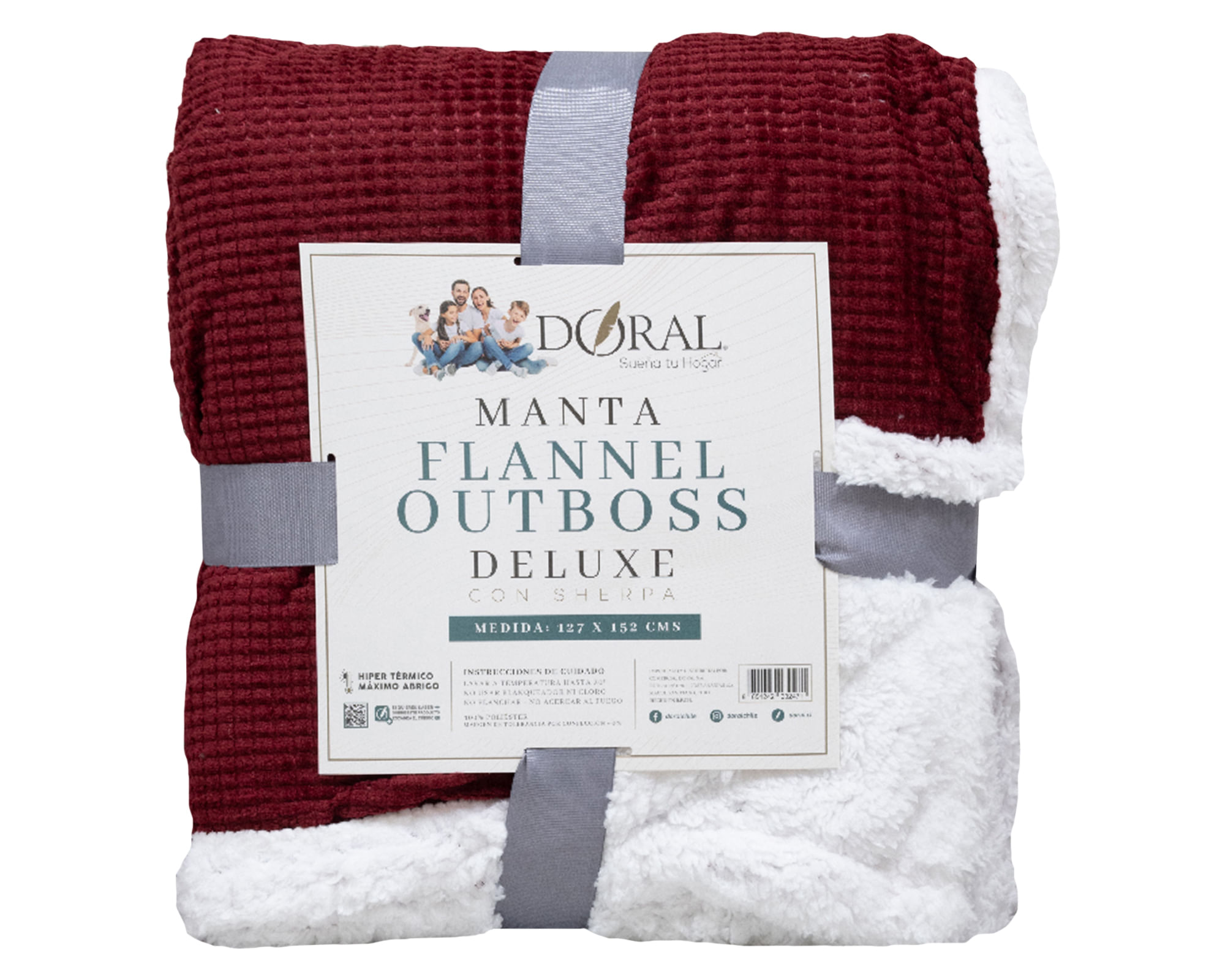 Doral Manta Flannel Out Sherpa burdeo/blanco 127x152 cm