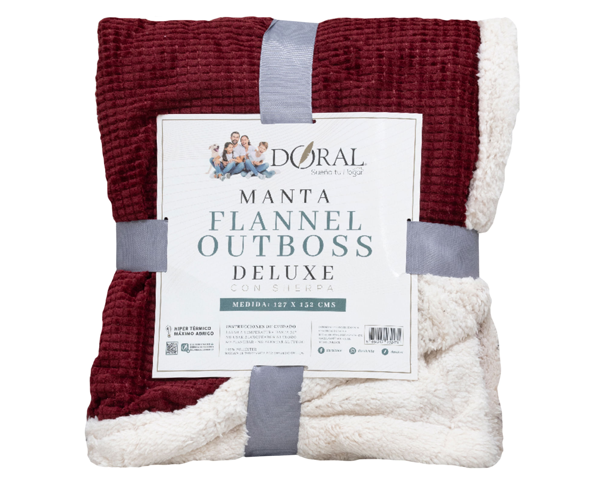 Doral Manta Flannel Out Sherpa burdeo/blanco 127x152 cm