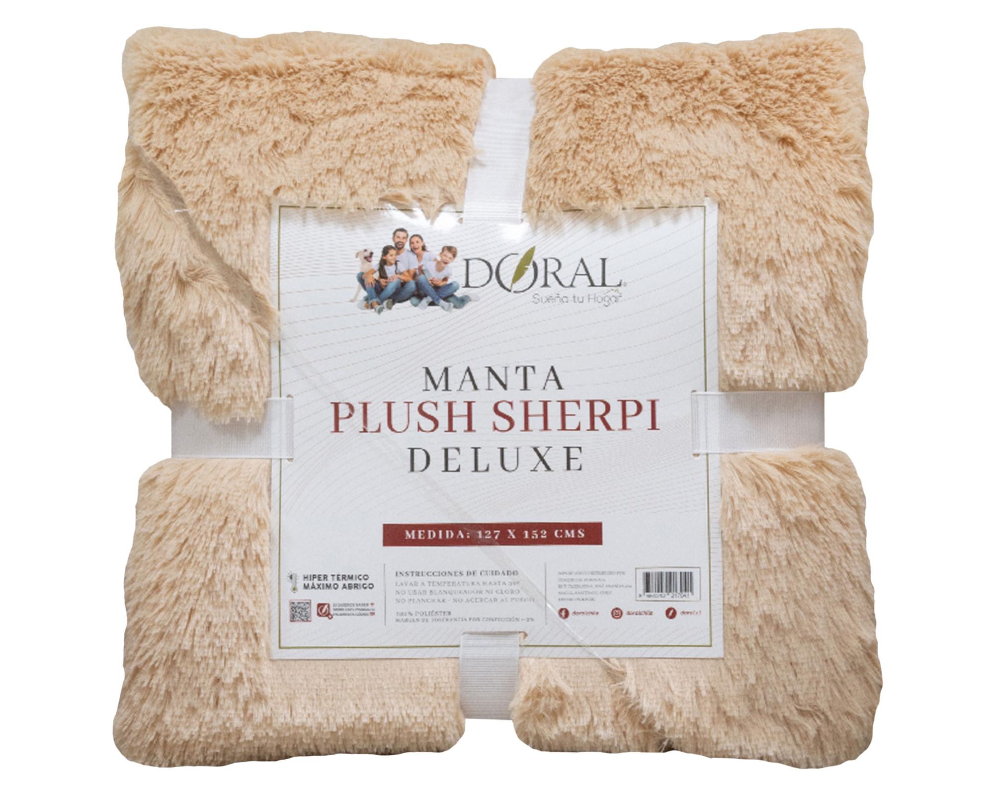 Doral Manta Plush Sherpi beige/blanco 127x152 cm