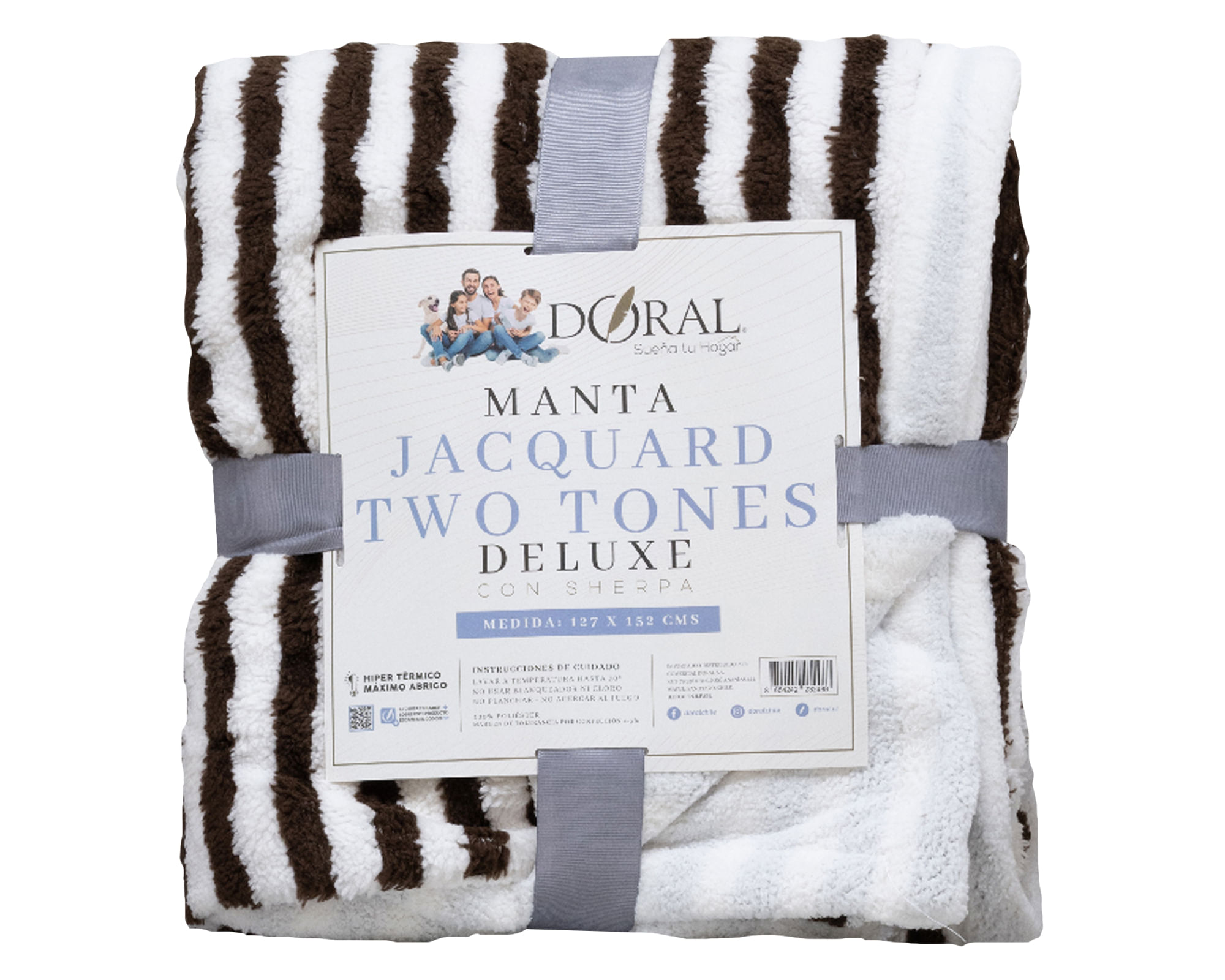 Doral Manta Jacquard Two Tones blanco/café 127x152 cm