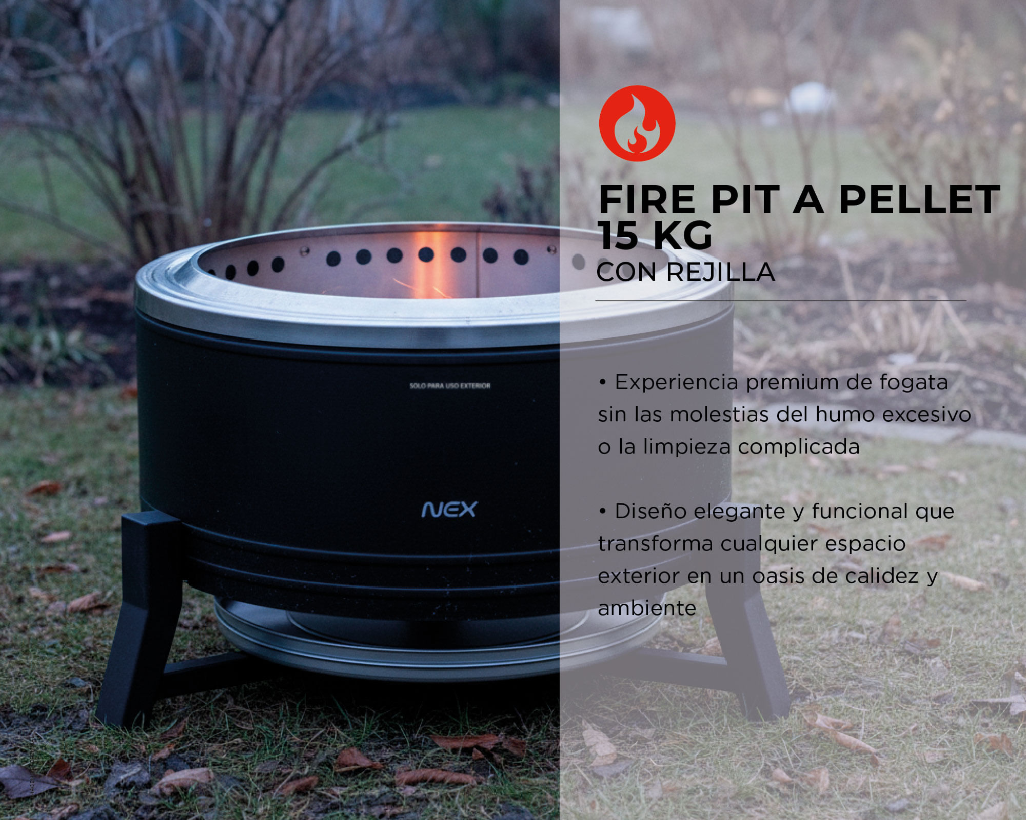 Fire Pit a pellet CPFRPIT 8.0Kw negro | Easy.cl