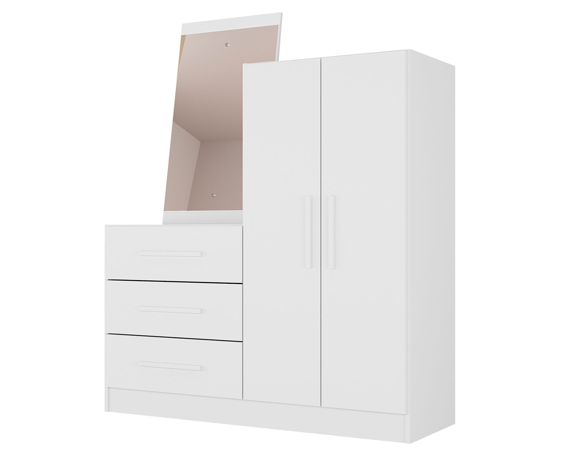 Di Poretti Design Cómoda Duna branco/fosco 2 puertas 3 cajones
