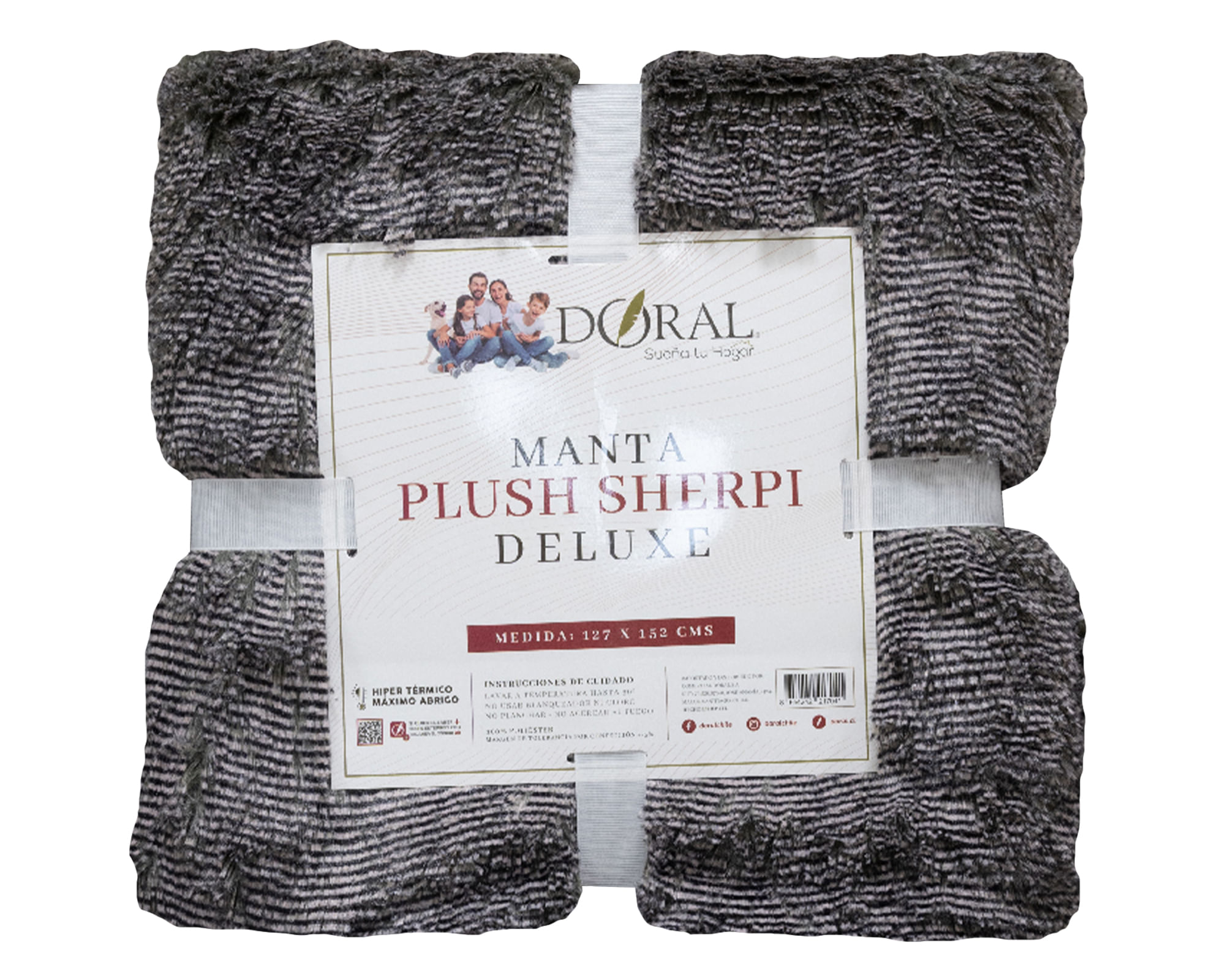 Doral Manta Plush Sherpi gris/blanco 127x152 cm