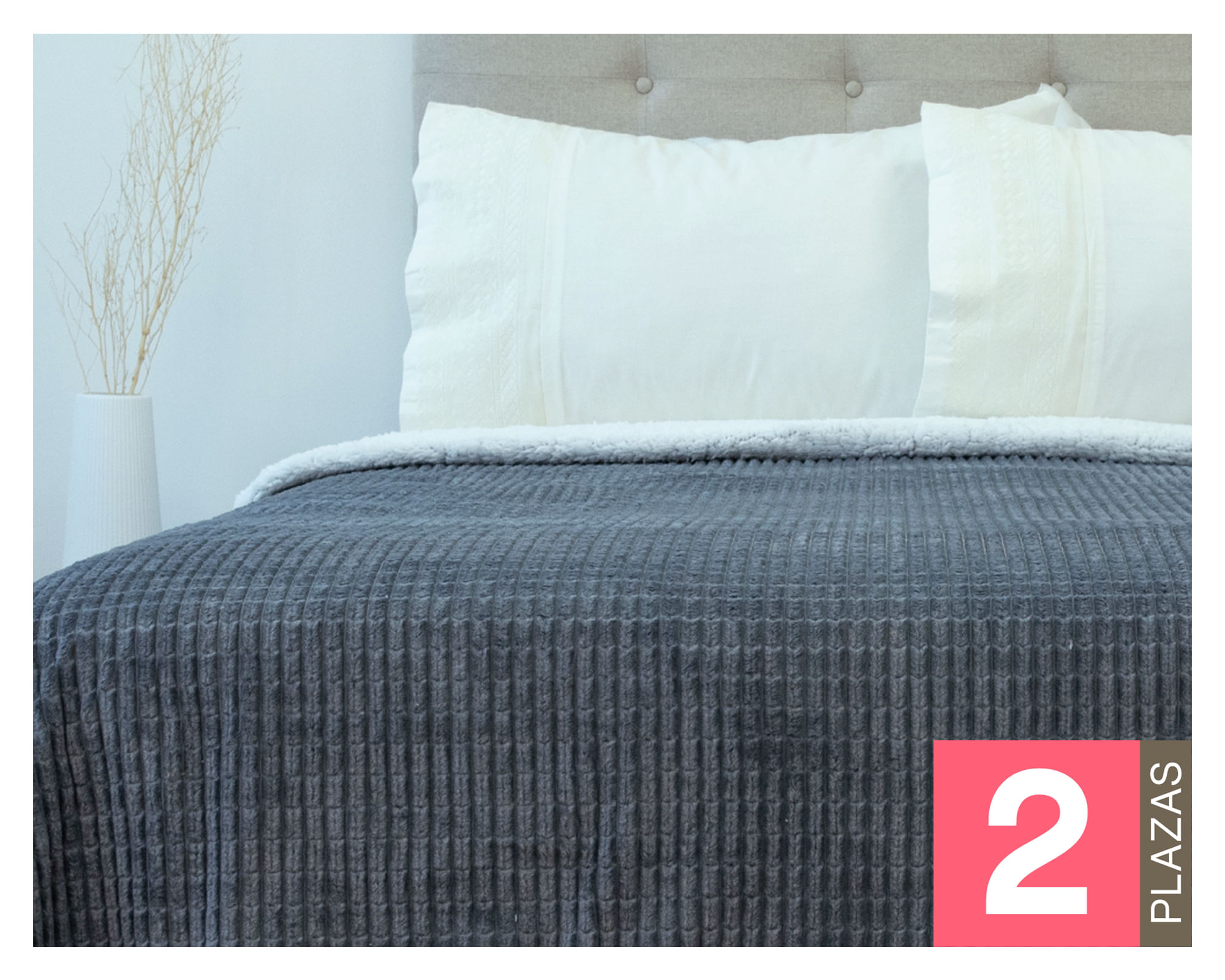 Doral Frazada Flannel Outboss gris 2 Plazas
