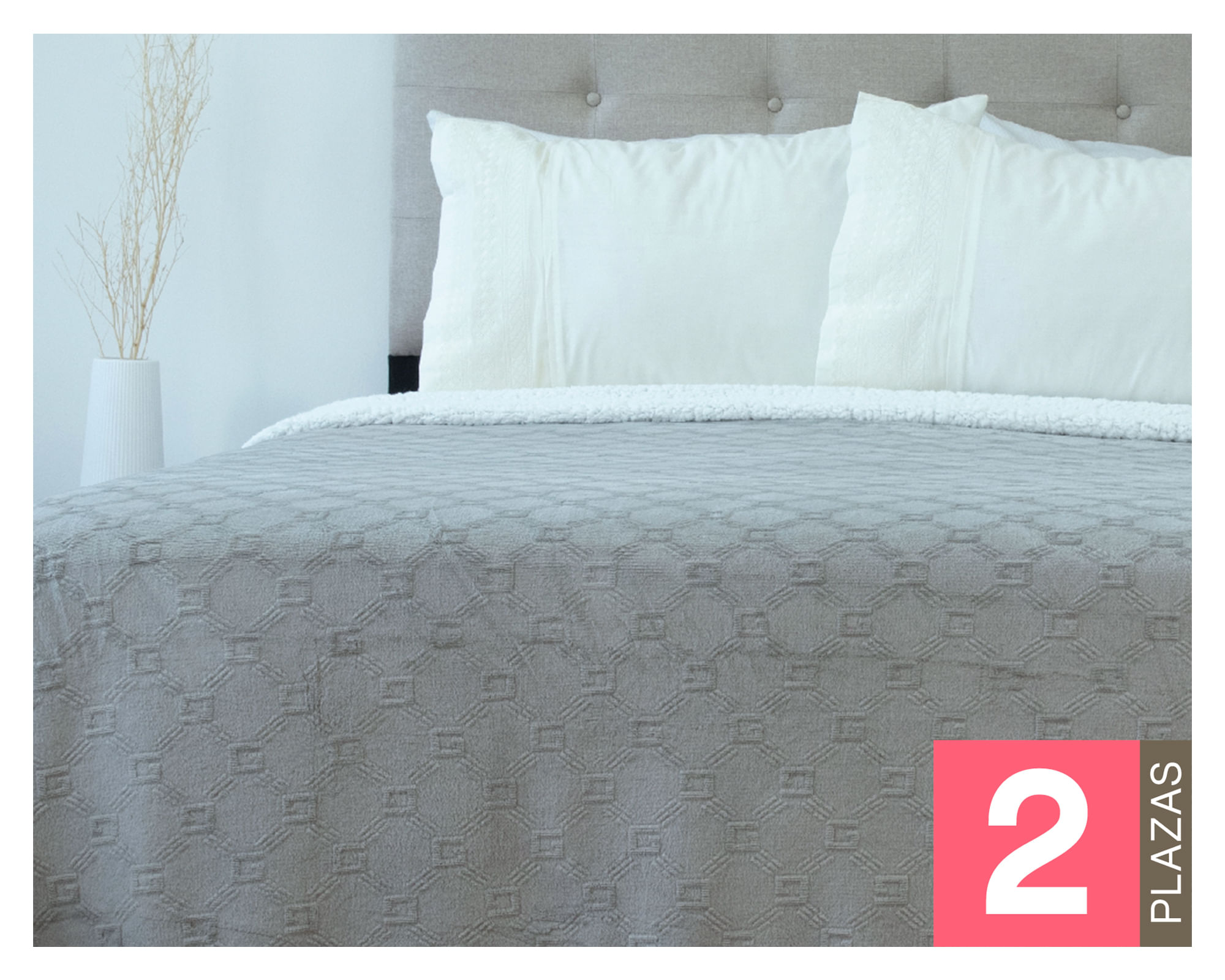 Doral Frazada Flannel Outboss gris claro 2 plazas