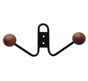 Percha doble madera/negro