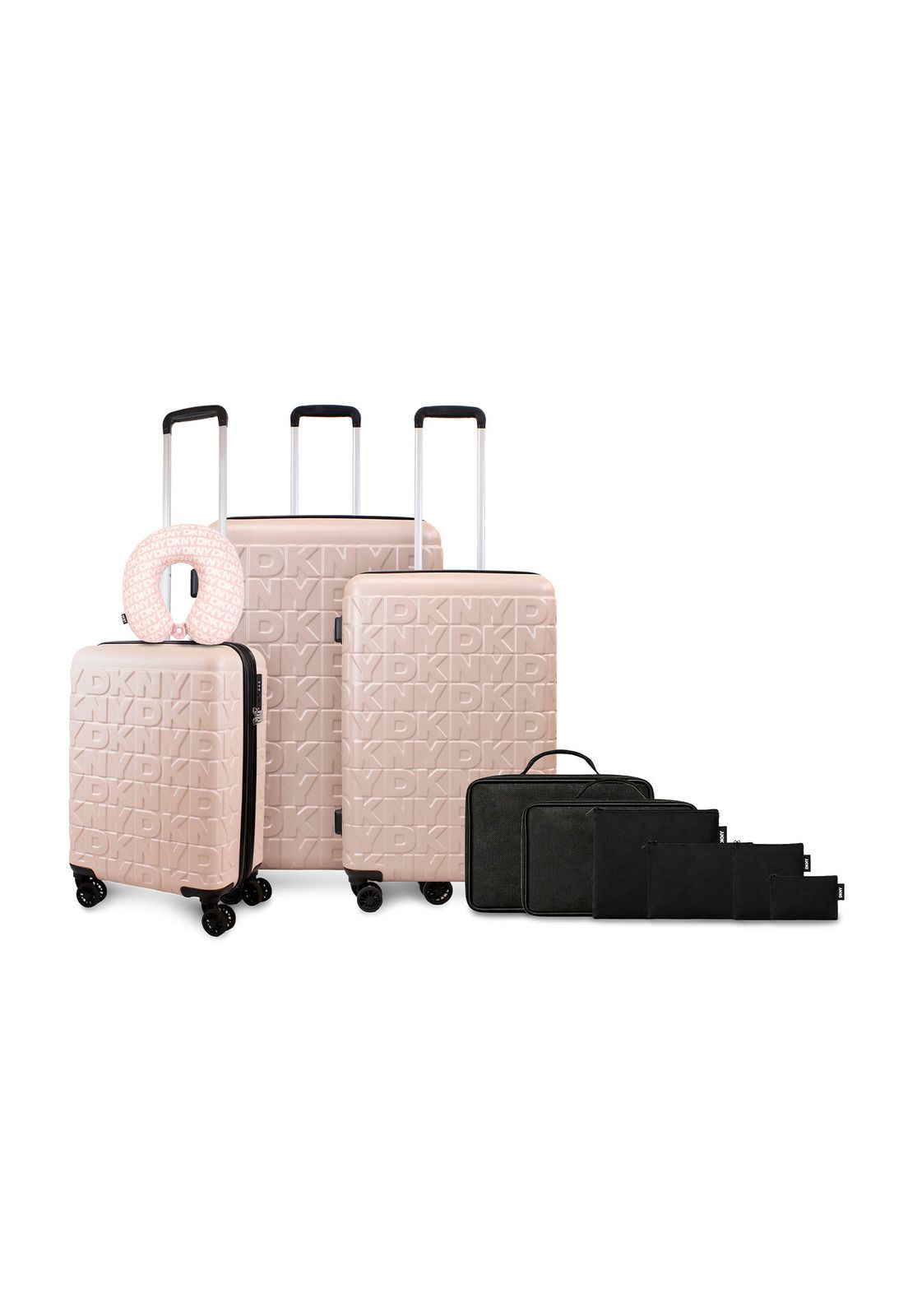 Genérico Set Maletas S+M+L Meghan Rosado + Almohada + Organizador 6 piezas DKNY