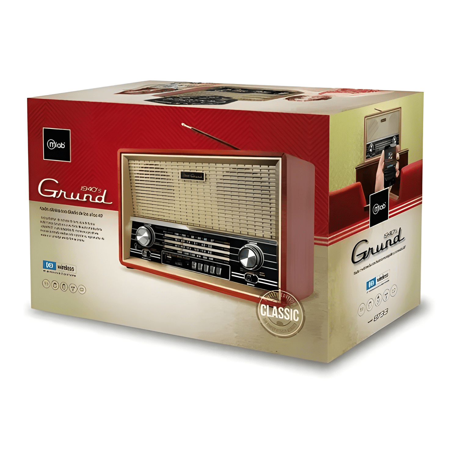Parlante 8733 retro grund bluetooth usb fm Café #2 a $106.990