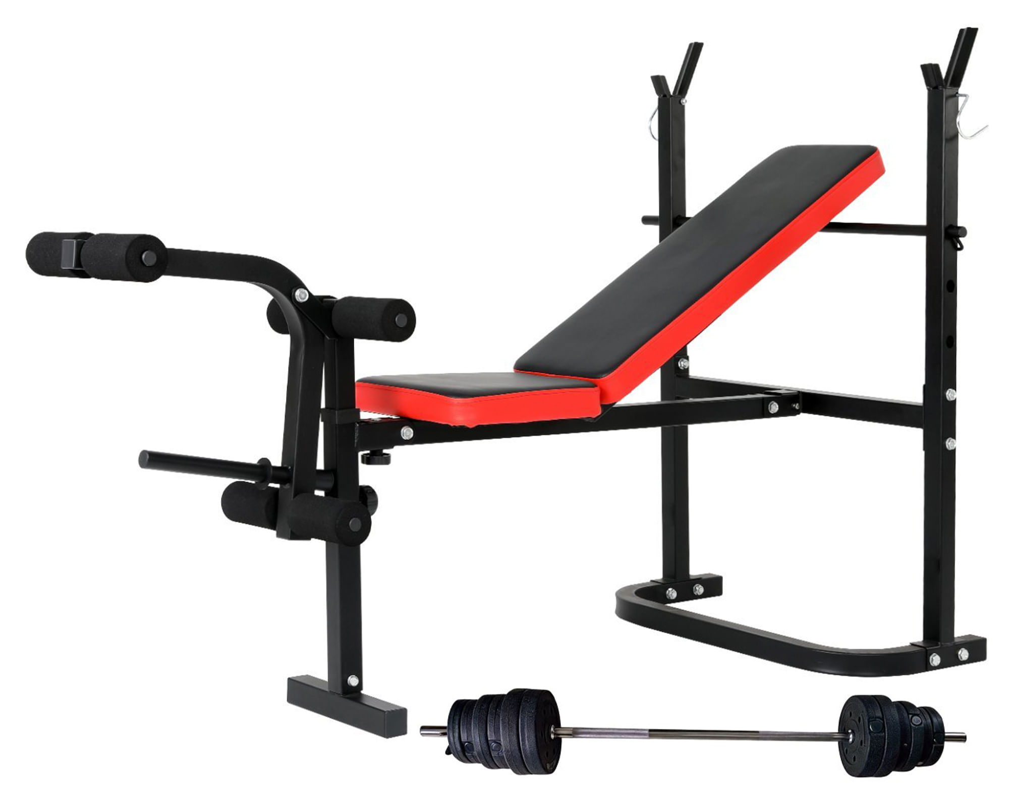 Live Sport Banca pesas plegable + barra discos negro