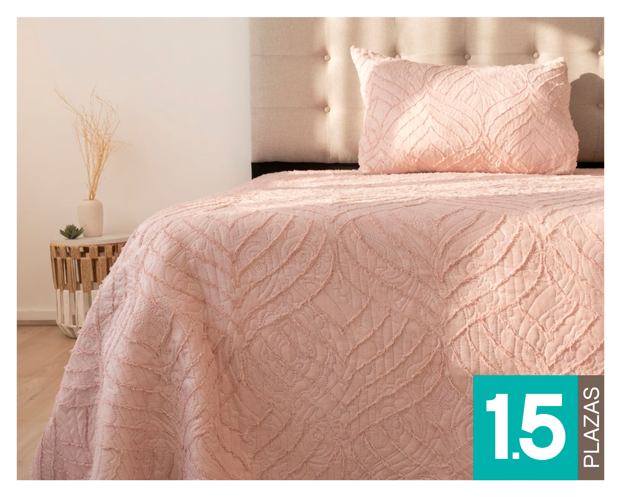Doral Quilt Touch rosado 1.5 plazas