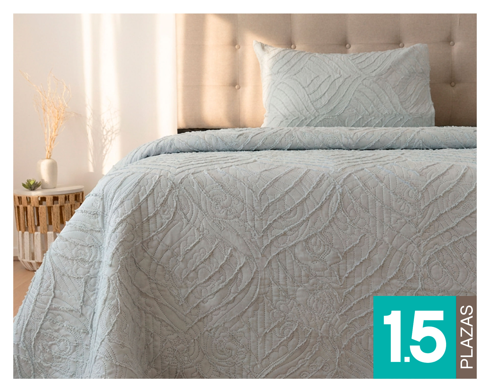 Doral Quilt Touch gris 1.5 plazas