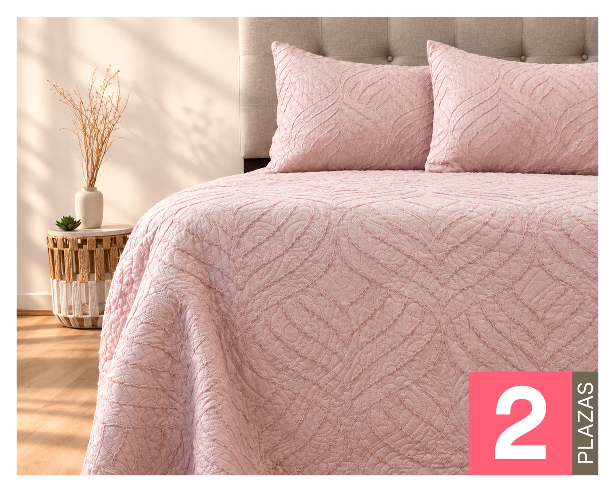 Doral Quilt Hotpress Touch rosado 2 plazas