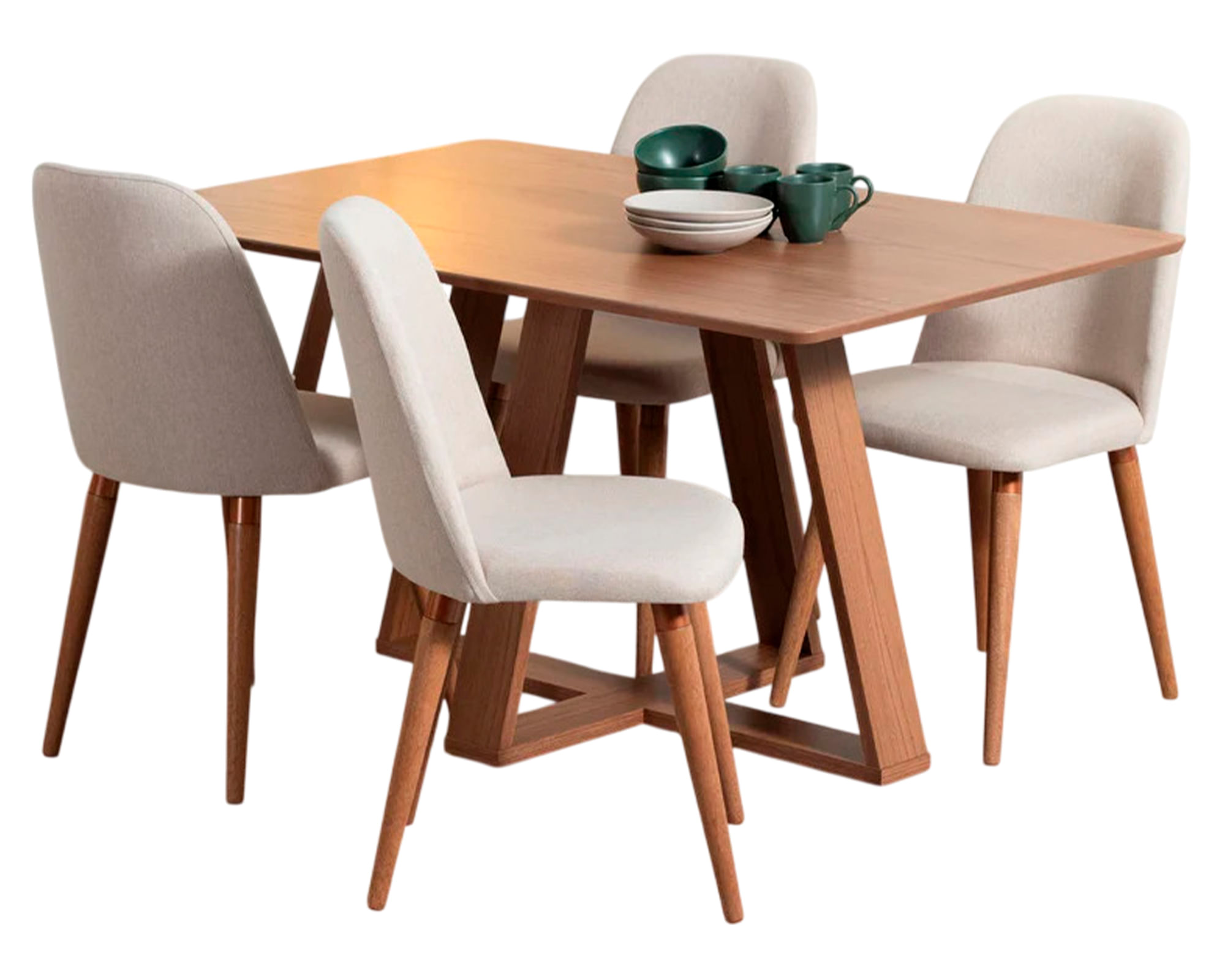 Genérico Comedor 4 sillas Avena beige 75x135x90 cm