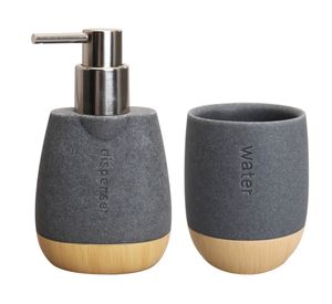 Set accesorios de baño 2 piezas Piedra bambú