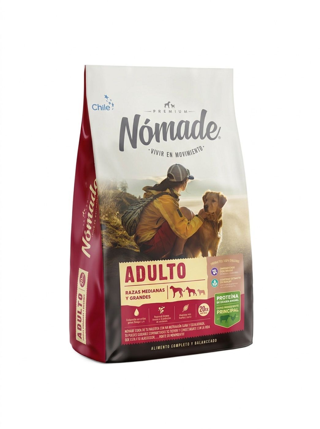 Alimento para perro Nómade Adulto Raza mediana y grande 20 Kg a $45.200