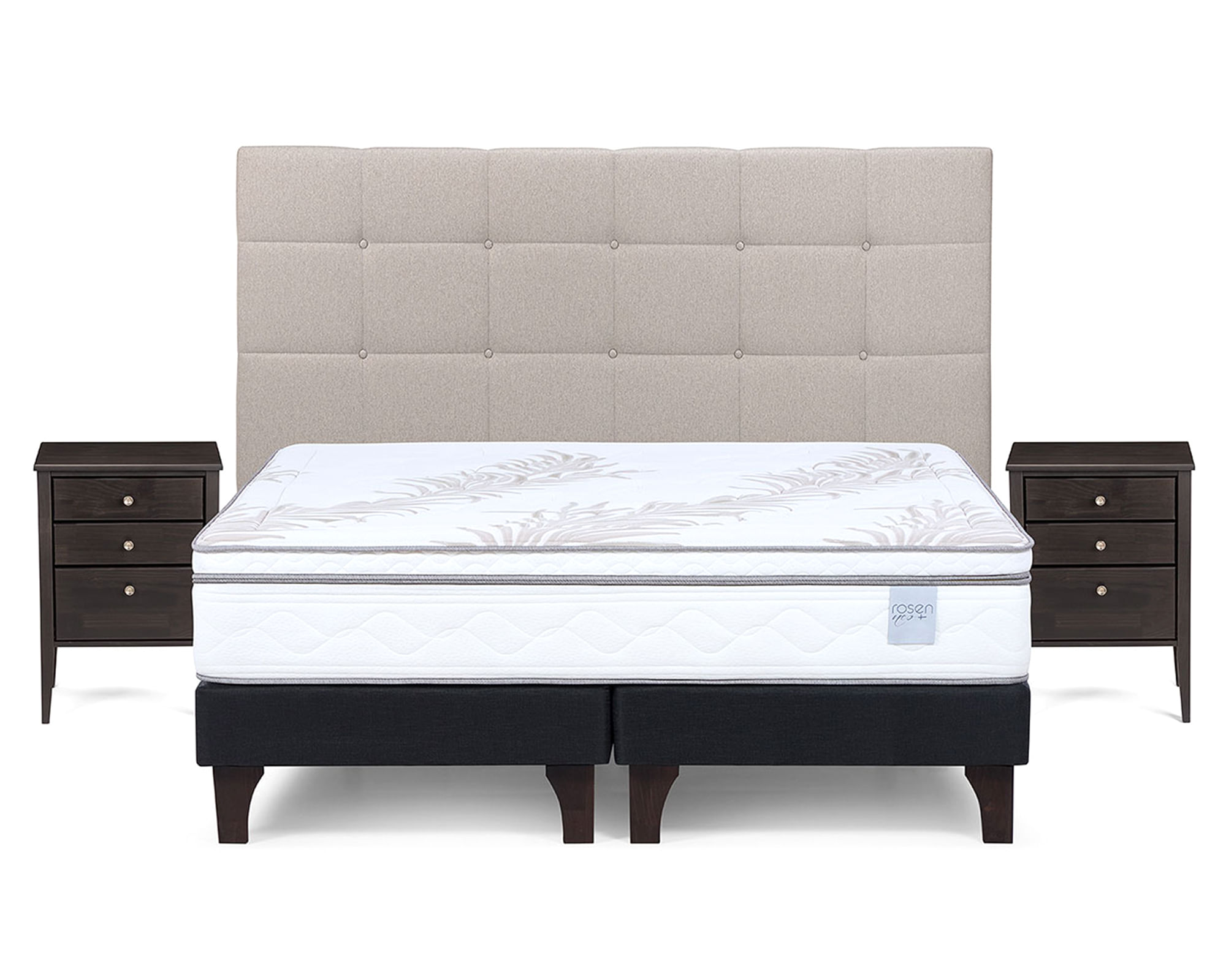 Rosen Cama europea Neo Plus king base dividida 180 cm + set de muebles Issey niebla