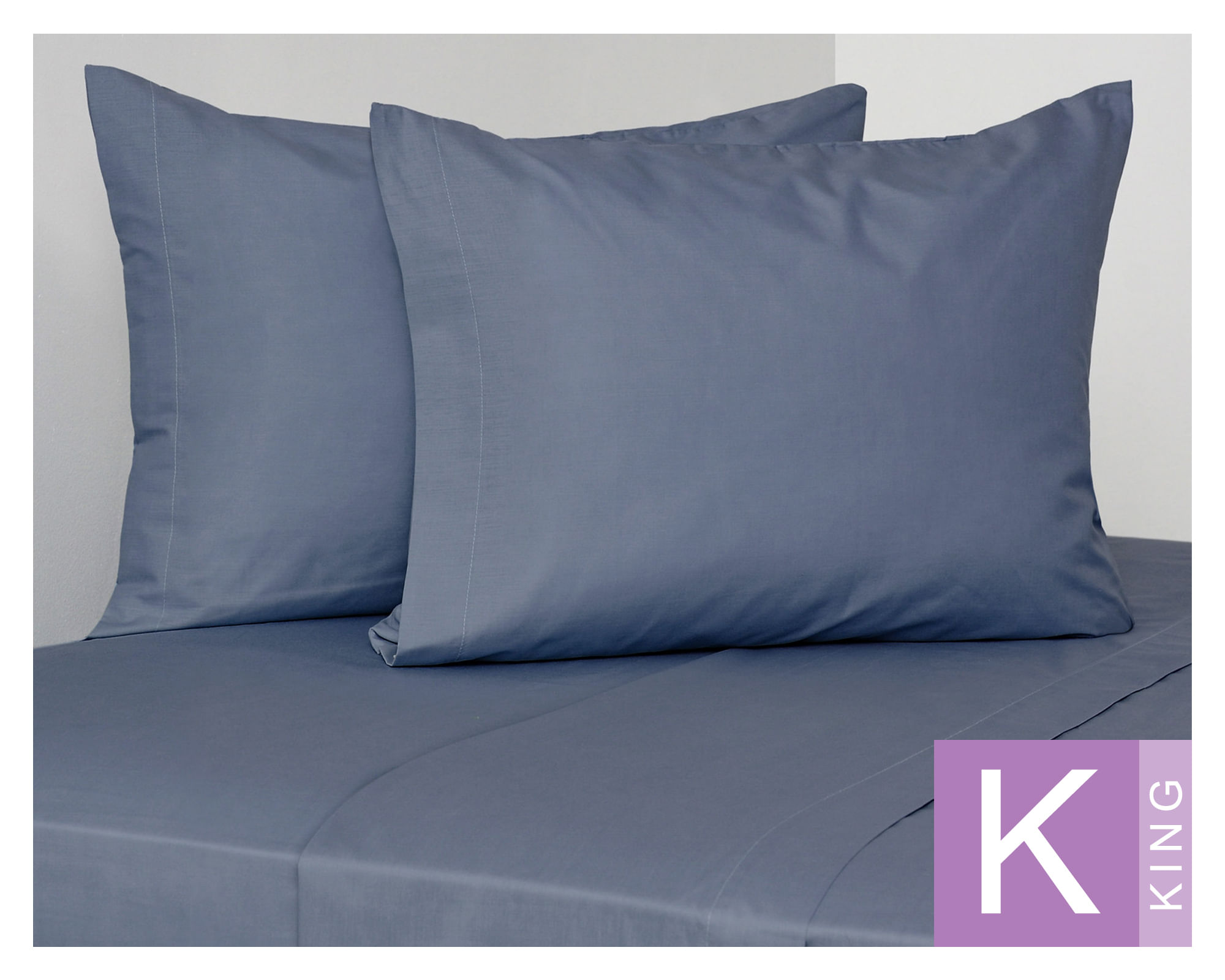 Royal Supreme Juego de sábanas king 300 hilos Liso bluestone