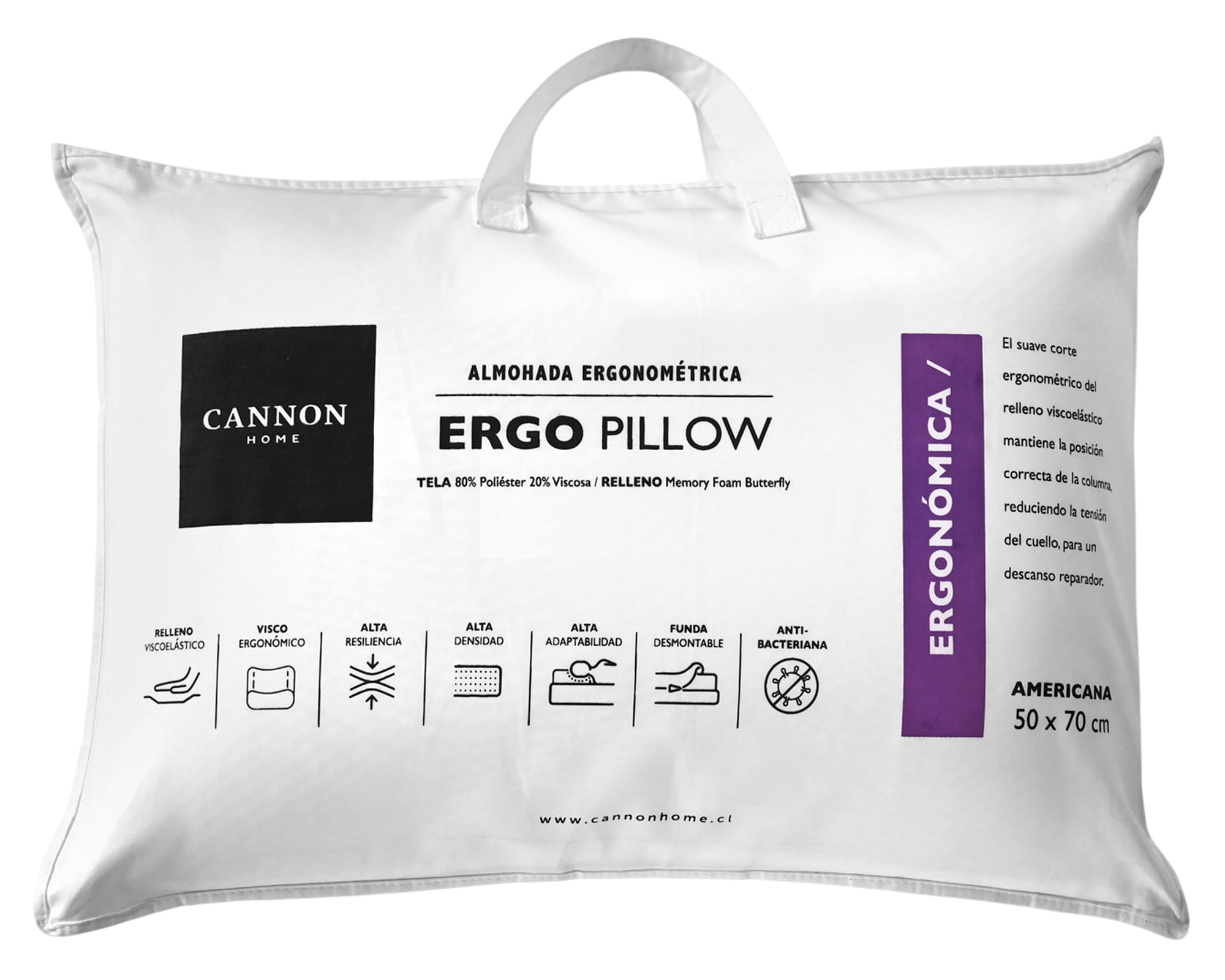Cannon Almohada viscoelástica Ergo blanco 50x70 cm