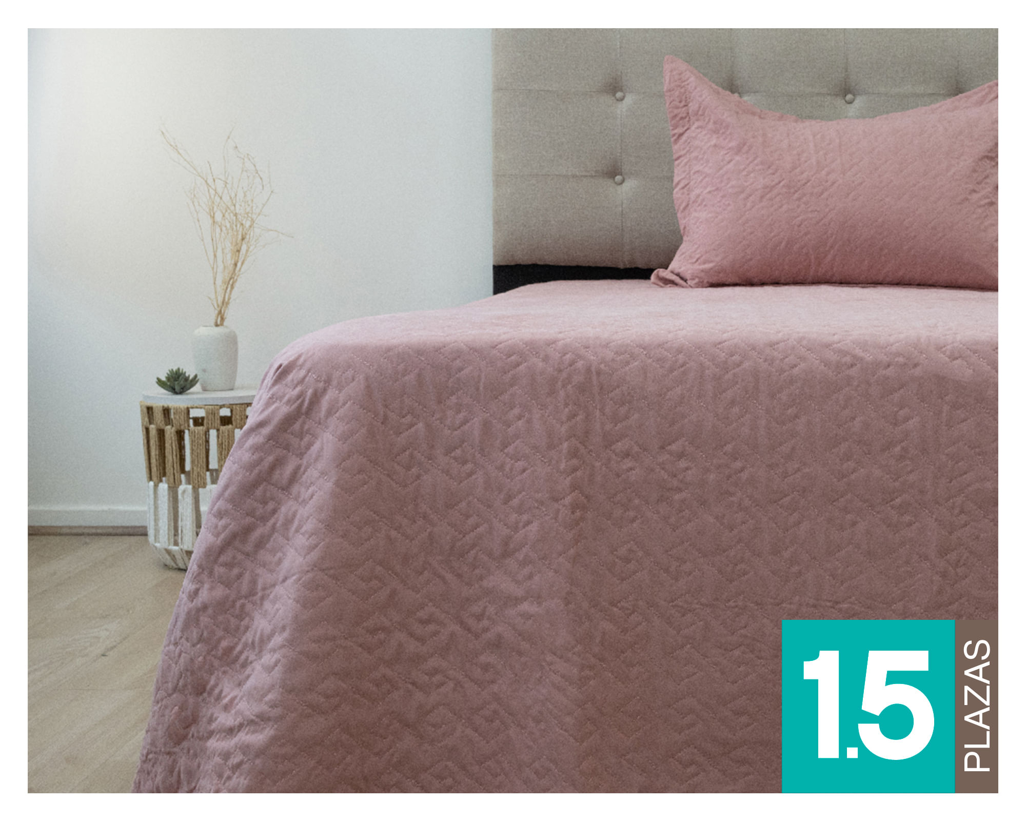 Doral Quilt Velvety rosado 1.5 plazas