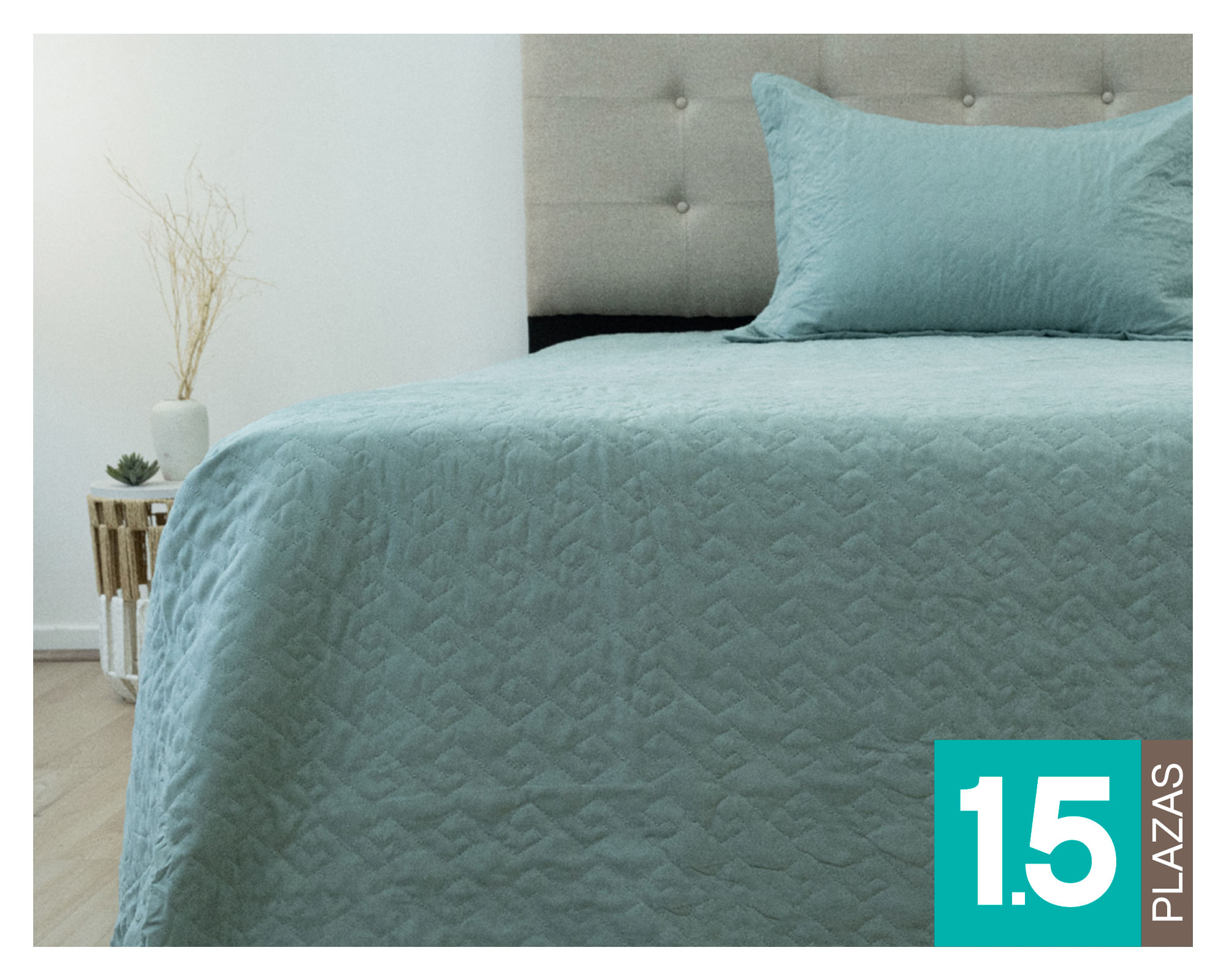 Doral Quilt Velvety verde 1.5 plazas