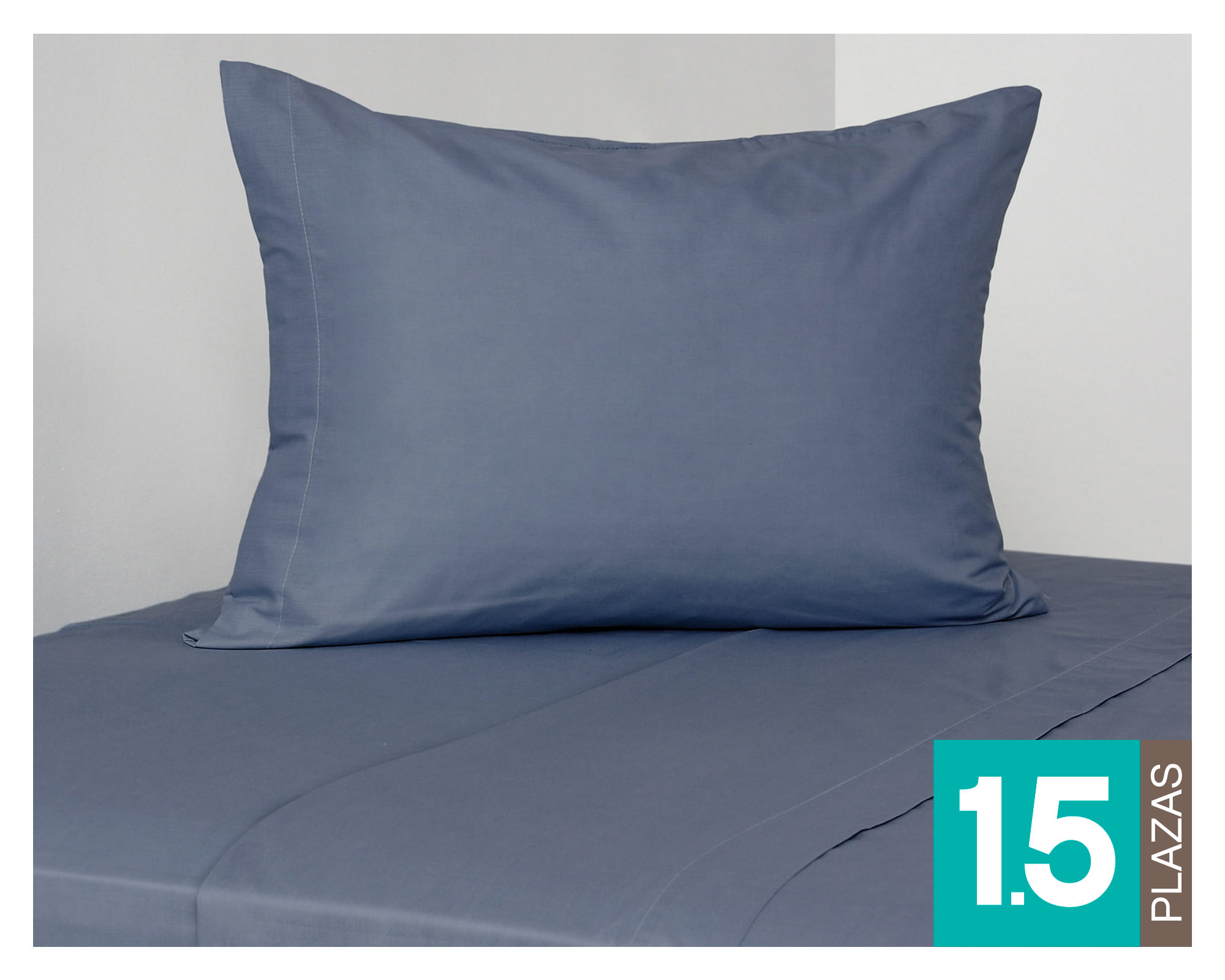 Royal Supreme Juego de sábanas 1.5 plazas 300 hilos Liso Bluestone azul