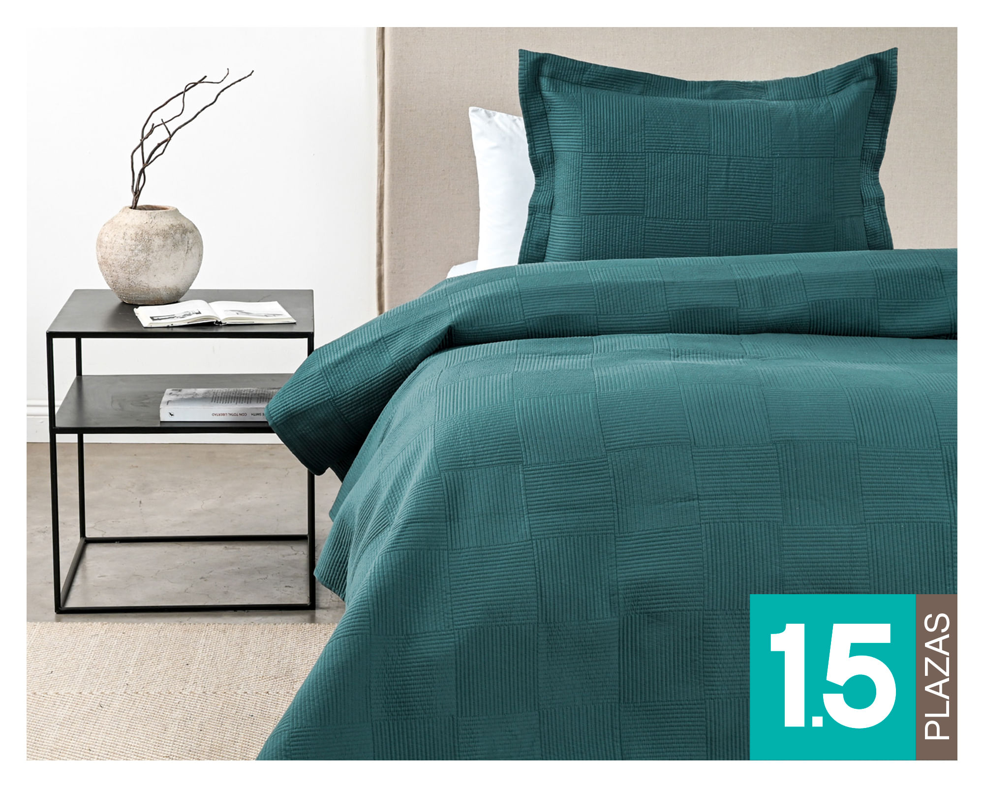 Elements & Co Quilt Chini Moss verde 1.5 plazas