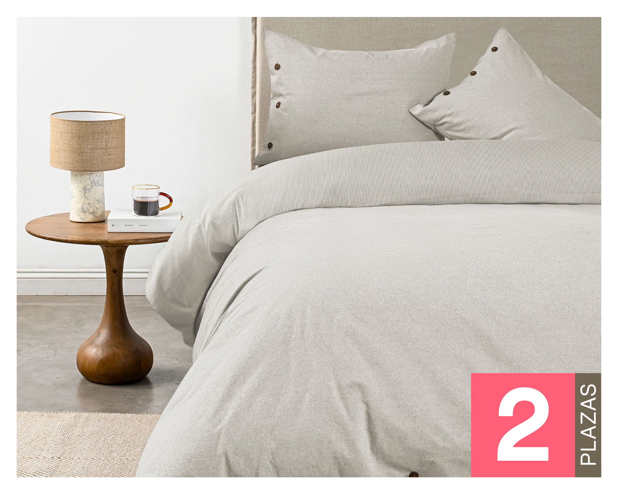Cannon Funda de plumón Oxford Stripe beige 2 plazas