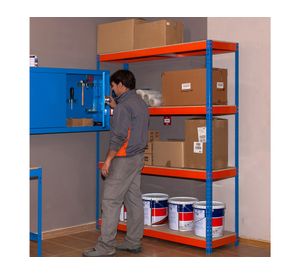 Estante Forte 1806-4CA azul/naranjo/madera 5 niveles