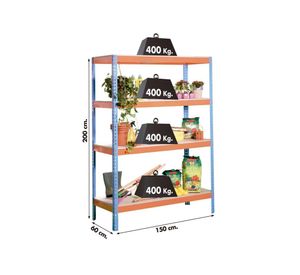 Estante Eco1506-4 azul/naranjo/madera 5 niveles