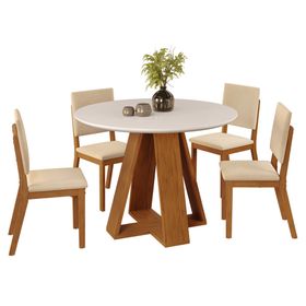 Comedor 4 sillas Celeste Talia beige/café