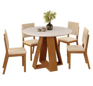 Comedor 4 sillas Celeste Talia beige/café