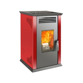 Estufa a pellet Italy 8100 Plus rojo 9.2 kW + kit instalación muro