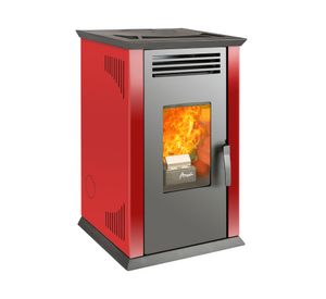 Estufa a pellet Italy 8100 Plus rojo 9.2 kW + kit instalación muro